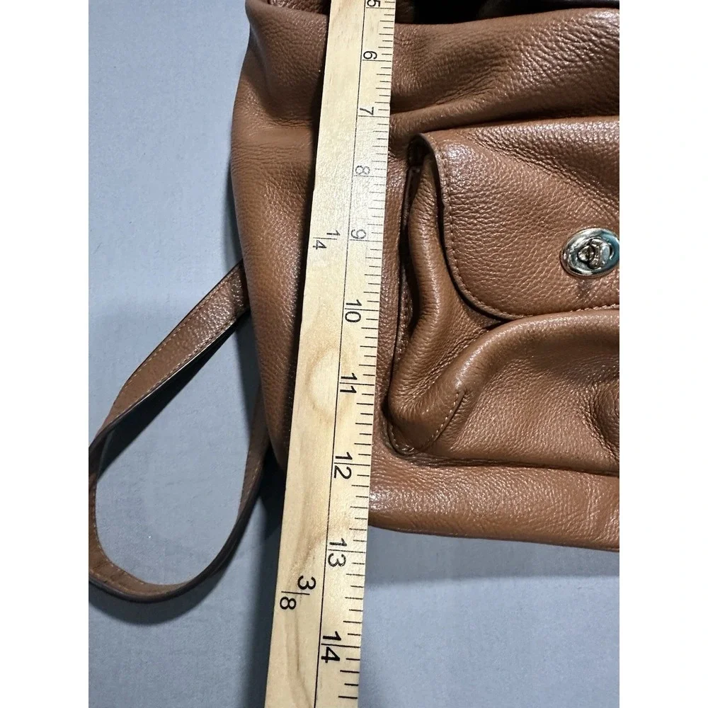 VTG Coach Pebble Leather Billie Saddle Brown Backpack - Picture 11 of 12